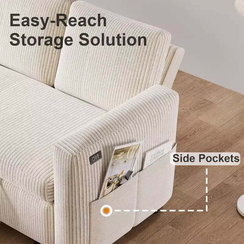 Dyonery Divano a L Componibile Letto con Schienale Reclinabile, Divano Letto a Scomparsa 81, Divano Reversibile con Contenitore, Montaggio Senza Attrezzi