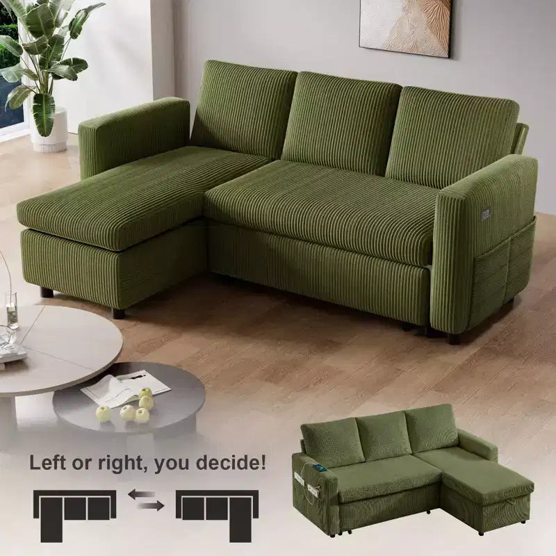 Dyonery Divano a L Componibile Letto con Schienale Reclinabile, Divano Letto a Scomparsa 81, Divano Reversibile con Contenitore, Montaggio Senza Attrezzi