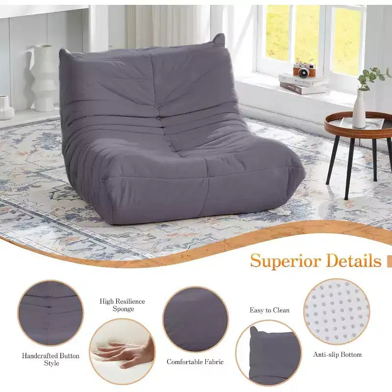 Divano Bean Bag EROMMY, 28D Memory Foam, Facile da Pulire e Portatile, Similpelle Premium, Divano da Terra Leggero per Soggiorno, Camera da Letto