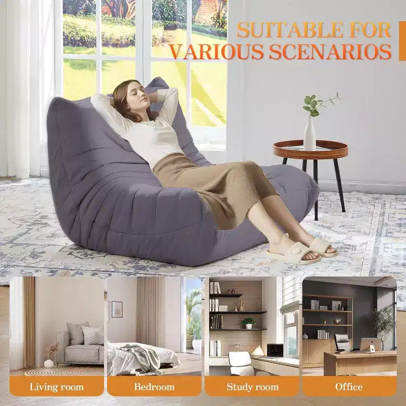 Divano Bean Bag EROMMY, 28D Memory Foam, Facile da Pulire e Portatile, Similpelle Premium, Divano da Terra Leggero per Soggiorno, Camera da Letto