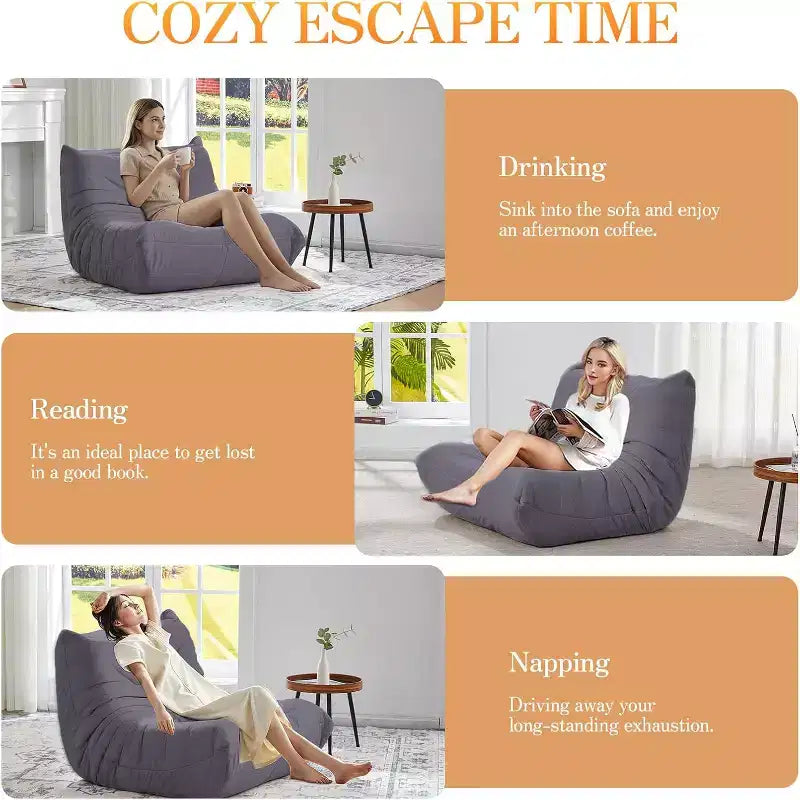 Divano Bean Bag EROMMY, 28D Memory Foam, Facile da Pulire e Portatile, Similpelle Premium, Divano da Terra Leggero per Soggiorno, Camera da Letto
