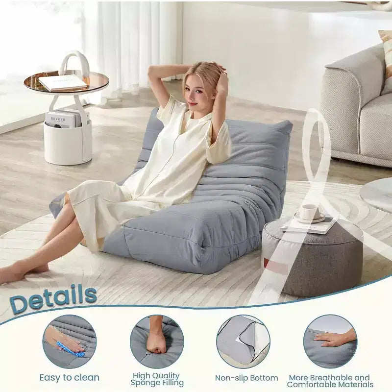 Divano Bean Bag EROMMY, 28D Memory Foam, Facile da Pulire e Portatile, Similpelle Premium, Divano da Terra Leggero per Soggiorno, Camera da Letto