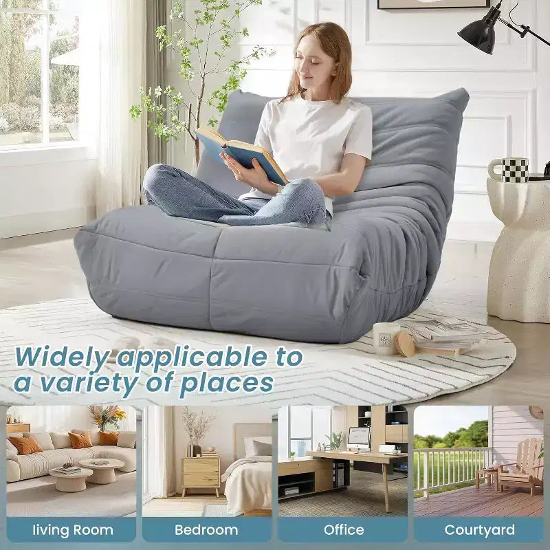Divano Bean Bag EROMMY, 28D Memory Foam, Facile da Pulire e Portatile, Similpelle Premium, Divano da Terra Leggero per Soggiorno, Camera da Letto