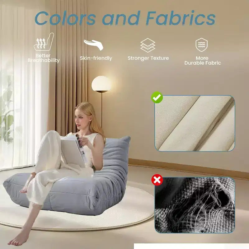 Divano Bean Bag EROMMY, 28D Memory Foam, Facile da Pulire e Portatile, Similpelle Premium, Divano da Terra Leggero per Soggiorno, Camera da Letto