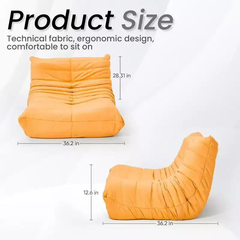 Divano Bean Bag EROMMY, 28D Memory Foam, Facile da Pulire e Portatile, Similpelle Premium, Divano da Terra Leggero per Soggiorno, Camera da Letto