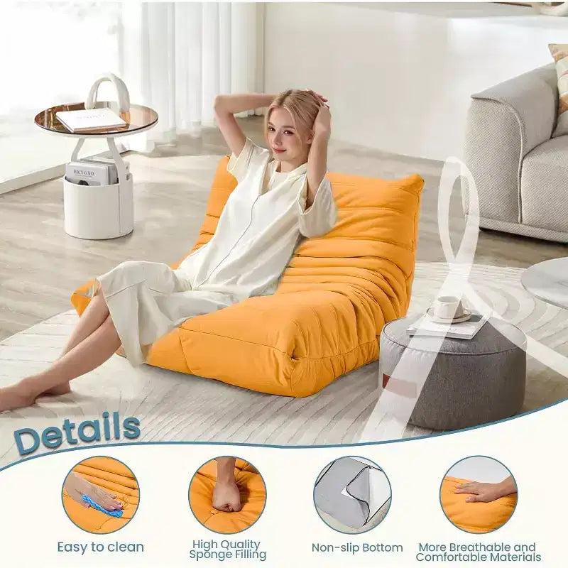 Divano Bean Bag EROMMY, 28D Memory Foam, Facile da Pulire e Portatile, Similpelle Premium, Divano da Terra Leggero per Soggiorno, Camera da Letto