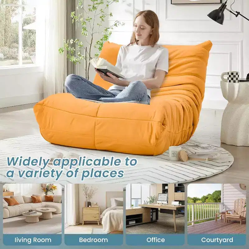 Divano Bean Bag EROMMY, 28D Memory Foam, Facile da Pulire e Portatile, Similpelle Premium, Divano da Terra Leggero per Soggiorno, Camera da Letto
