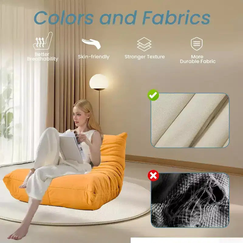 Divano Bean Bag EROMMY, 28D Memory Foam, Facile da Pulire e Portatile, Similpelle Premium, Divano da Terra Leggero per Soggiorno, Camera da Letto
