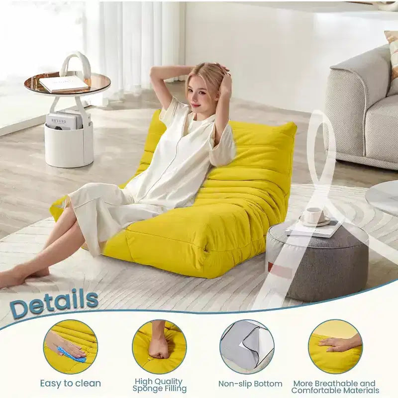 Divano Bean Bag EROMMY, 28D Memory Foam, Facile da Pulire e Portatile, Similpelle Premium, Divano da Terra Leggero per Soggiorno, Camera da Letto