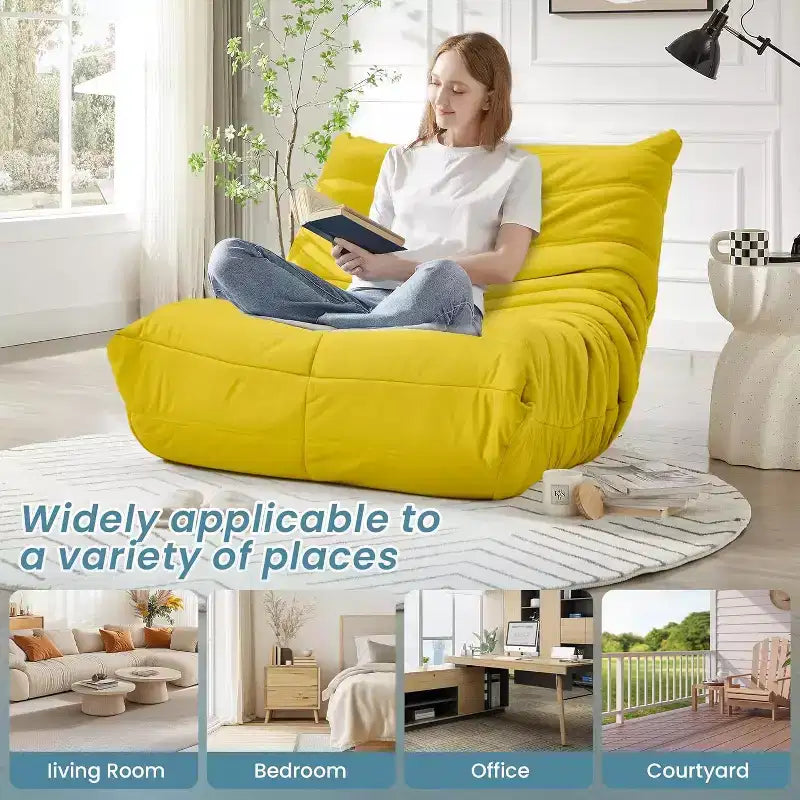 Divano Bean Bag EROMMY, 28D Memory Foam, Facile da Pulire e Portatile, Similpelle Premium, Divano da Terra Leggero per Soggiorno, Camera da Letto