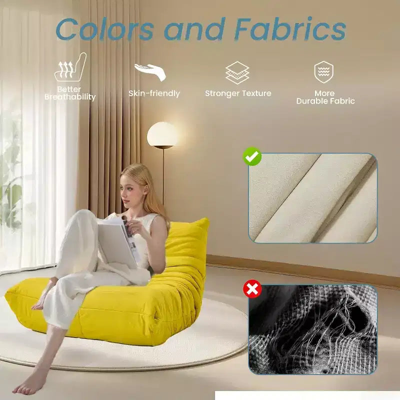 Divano Bean Bag EROMMY, 28D Memory Foam, Facile da Pulire e Portatile, Similpelle Premium, Divano da Terra Leggero per Soggiorno, Camera da Letto