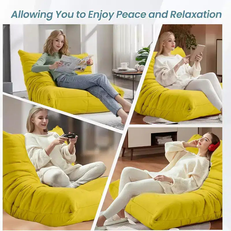 Divano Bean Bag EROMMY, 28D Memory Foam, Facile da Pulire e Portatile, Similpelle Premium, Divano da Terra Leggero per Soggiorno, Camera da Letto