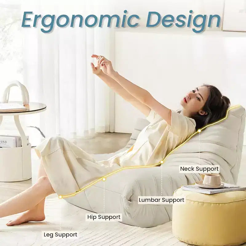 Divano Bean Bag EROMMY, 28D Memory Foam, Facile da Pulire e Portatile, Similpelle Premium, Divano da Terra Leggero per Soggiorno, Camera da Letto