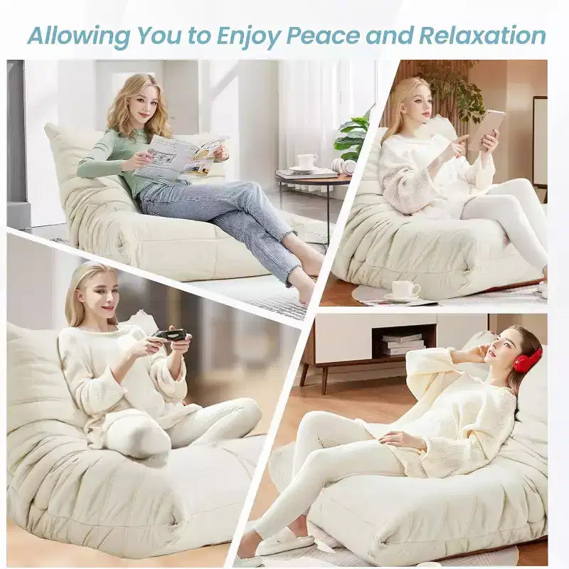 Divano Bean Bag EROMMY, 28D Memory Foam, Facile da Pulire e Portatile, Similpelle Premium, Divano da Terra Leggero per Soggiorno, Camera da Letto