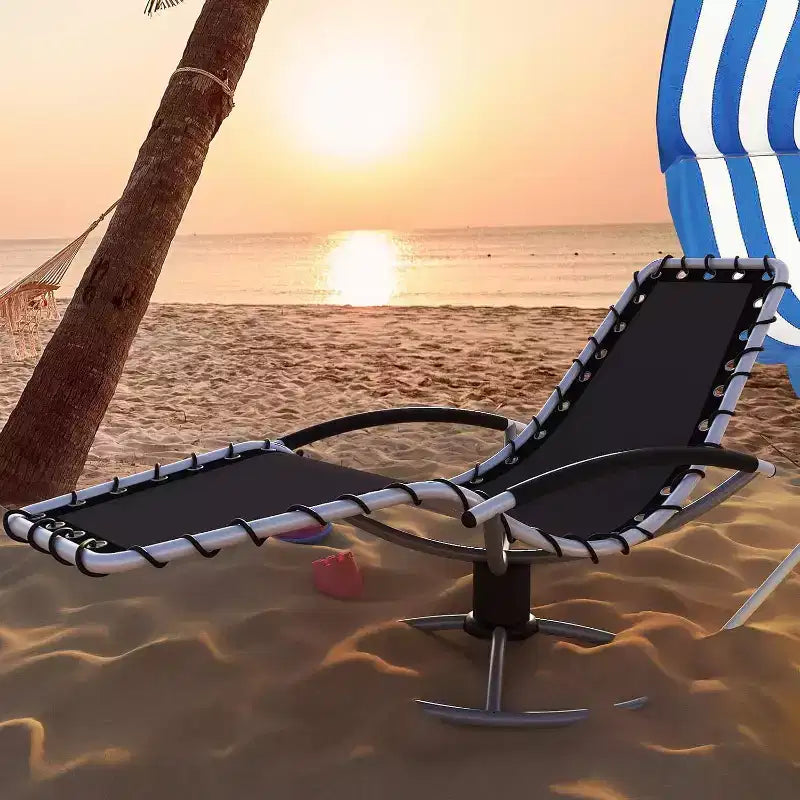 Lettino da Patio - Girevole a 360°, Sedie Prendisole con Braccioli per Tutte le Condizioni Atmosferiche, a Bordo Piscina, Balcone, Giardino
