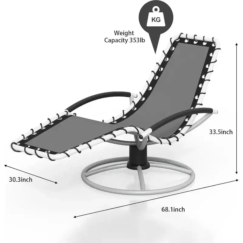 Lettino da Patio - Girevole a 360°, Sedie Prendisole con Braccioli per Tutte le Condizioni Atmosferiche, a Bordo Piscina, Balcone, Giardino