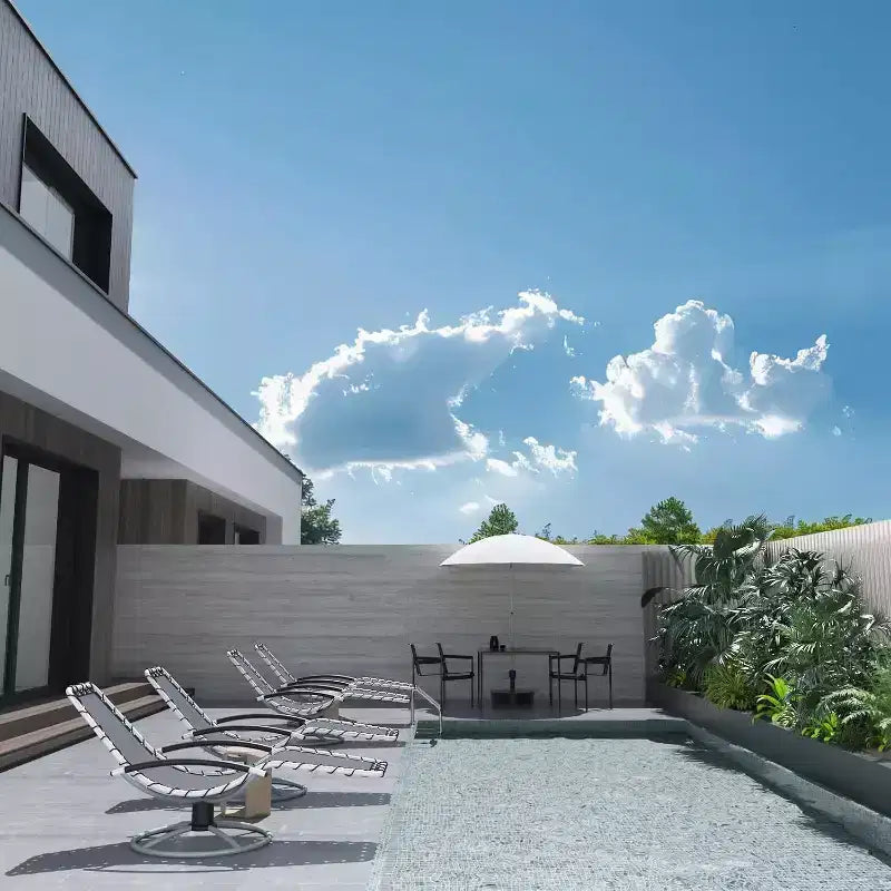 Lettino da Patio - Girevole a 360°, Sedie Prendisole con Braccioli per Tutte le Condizioni Atmosferiche, a Bordo Piscina, Balcone, Giardino