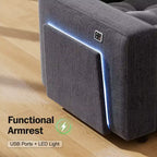Dyonery Divano letto modulare sezionale a 7 posti con letto estraibile/schienale reclinabile/porte USB/seduta con contenitore, divano a L, montaggio senza attrezzi