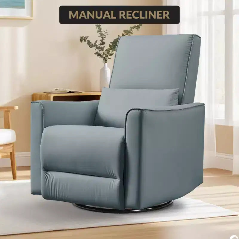 Poltrona Reclinabile Girevole a Dondolo, Recliner Manuale in Pelle, Comoda Poltrona a Dondolo, per Soggiorno, Camera da Letto