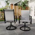 2PCS Outdoor Swivel Dining Chairs With Textilene Breathable Back, Patio Swivel Rocker Chairs for Poolside Lawn Garden