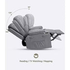 Grande Poltrona Reclinabile Manuale in Similpelle con Portabicchieri, Reclinazione a 150°, Capacità 180 kg