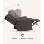 Grande Poltrona Reclinabile Manuale in Similpelle con Portabicchieri, Reclinazione a 150°, Capacità 180 kg