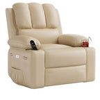 Oversized Electric Recliner Chair with Massage, PU Leather Swivel Rocker Recliner with Remote Control & Cup Holders, for Living Room Bedroom Nursery