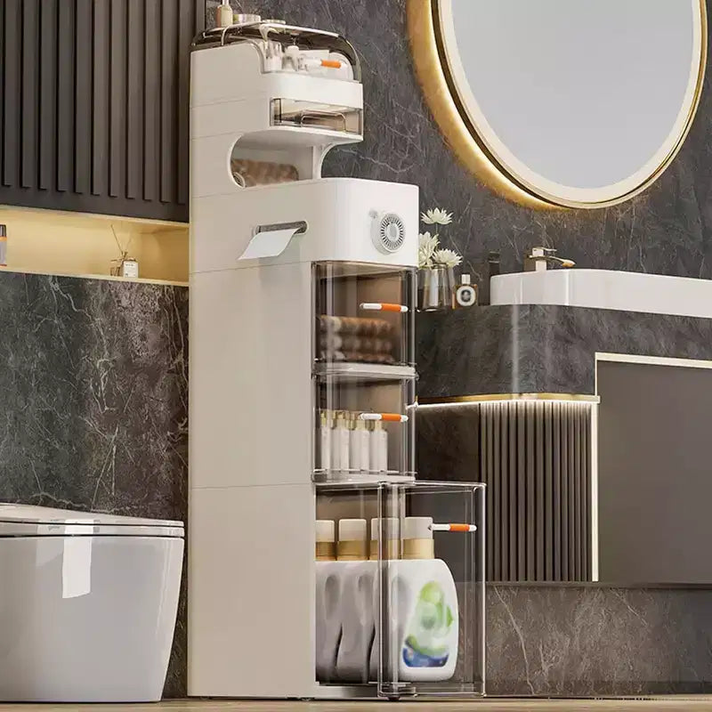 Mobile Contenitore Ultrasottile con Ruote, in MDF, 2 Cassetti, Pronto all'Uso, per Bagno, Lavanderia, Cucina