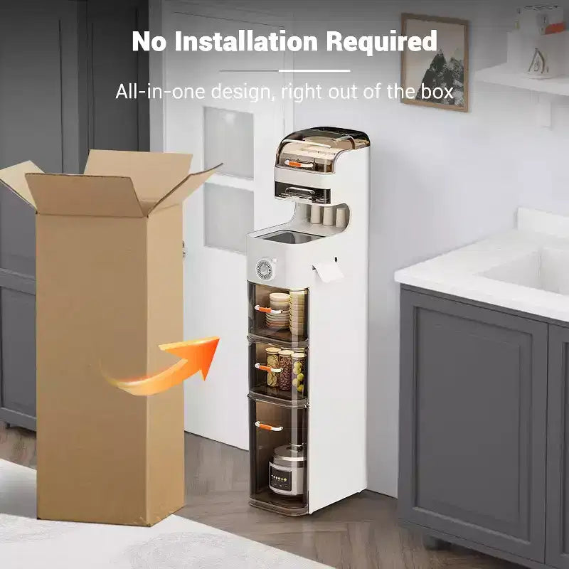 Mobile Contenitore Ultrasottile con Ruote, in MDF, 2 Cassetti, Pronto all'Uso, per Bagno, Lavanderia, Cucina