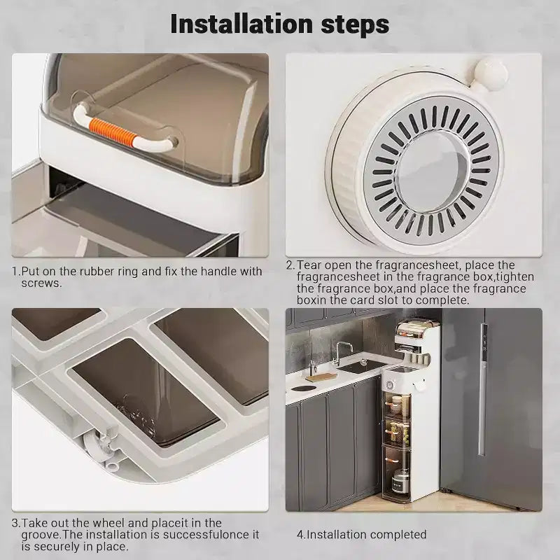 Mobile Contenitore Ultrasottile con Ruote, in MDF, 2 Cassetti, Pronto all'Uso, per Bagno, Lavanderia, Cucina