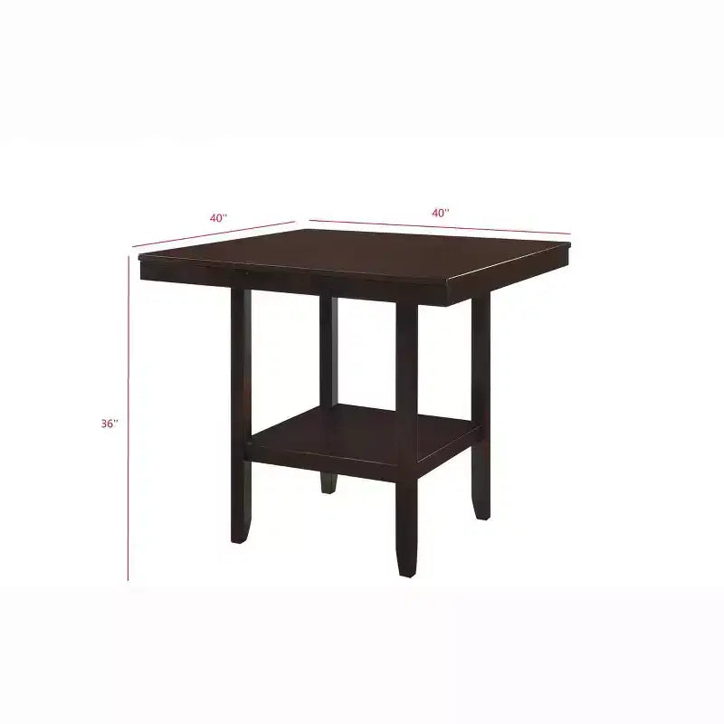 Tavolo da pranzo quadrato ad altezza bancone con ripiano portaoggetti, in MDF, 4 posti, grigio