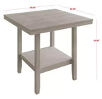 Tavolo da pranzo quadrato ad altezza bancone con ripiano portaoggetti, in MDF, 4 posti, grigio