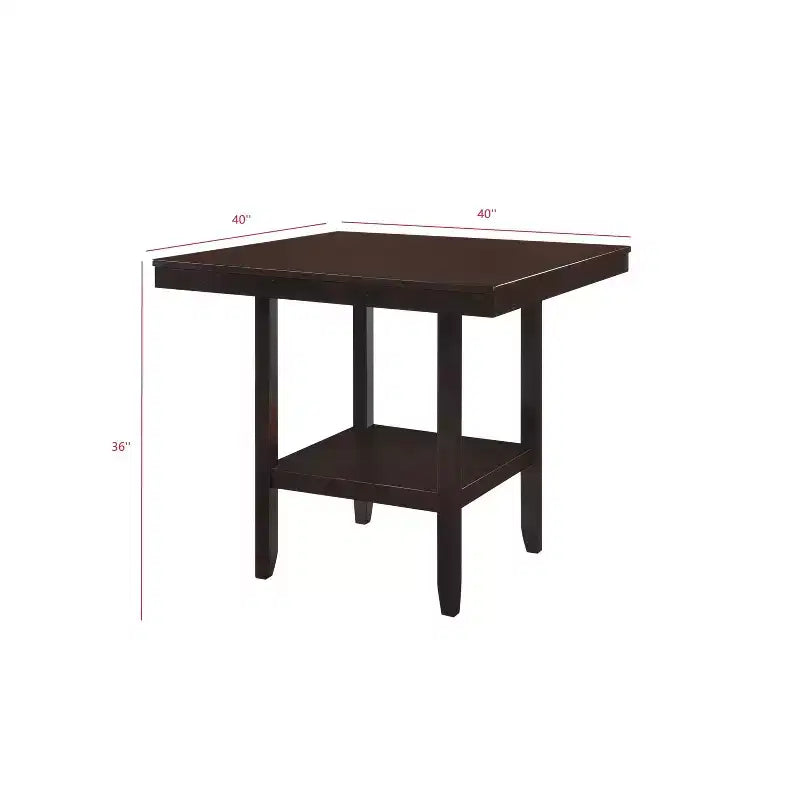 Tavolo da pranzo quadrato ad altezza bancone con ripiano portaoggetti, in MDF, 4 posti, grigio