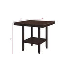 Tavolo da pranzo quadrato ad altezza bancone con ripiano portaoggetti, in MDF, 4 posti, grigio