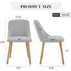 Set di 2 sedie da pranzo imbottite in tessuto con schienale ergonomico curvo e gambe in rovere, capacità 136 kg