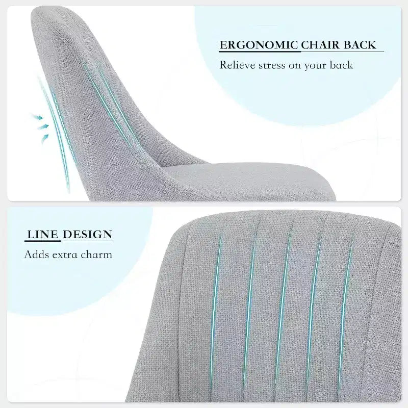 Set di 2 sedie da pranzo imbottite in tessuto con schienale ergonomico curvo e gambe in rovere, capacità 136 kg