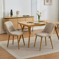 Acekool Upholstered Fabric Dining Chairs Set of 2 with Ergonomic Curved Back & Oak Legs, 300 lb Capacity
