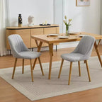 Set di 2 sedie da pranzo imbottite in tessuto con schienale ergonomico curvo e gambe in rovere, capacità 136 kg