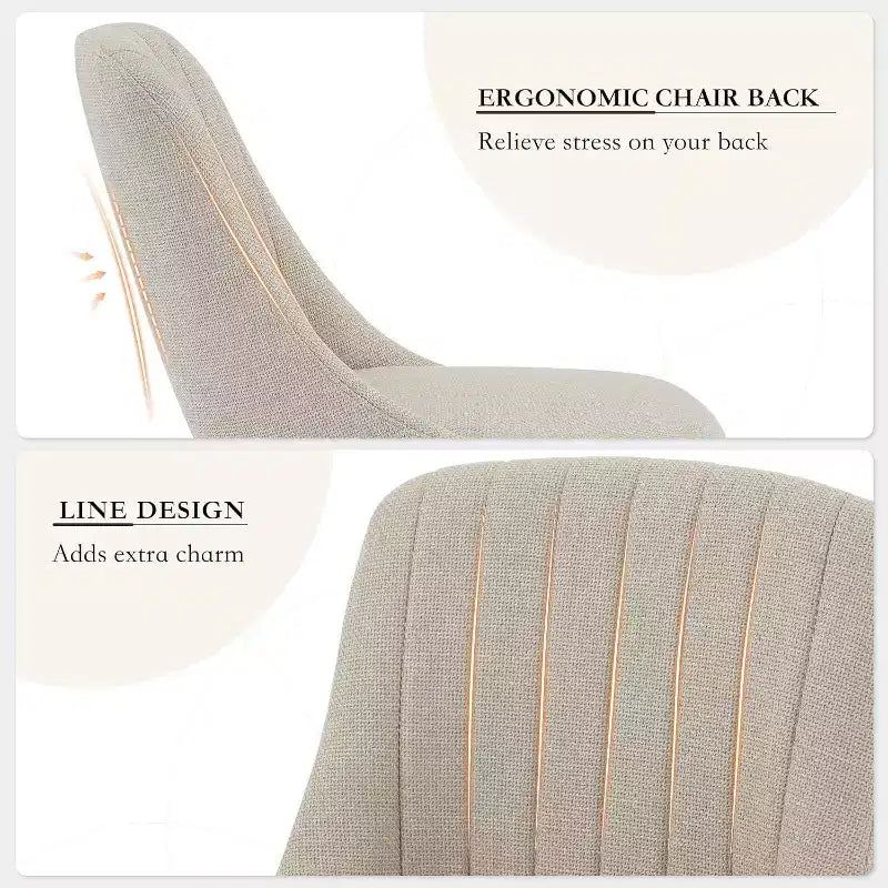 Set di 2 sedie da pranzo imbottite in tessuto con schienale ergonomico curvo e gambe in rovere, capacità 136 kg