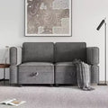 Sectional Sofa with Storage Ottoman - Adjustable L-Shaped Couch for Living Room (Chenille Fabric)