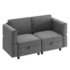 Divano componibile con pouf contenitore - Divano a L regolabile per soggiorno (Tessuto ciniglia)