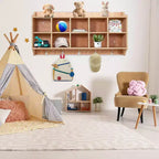 Armadietto/Appendiabiti per Bambini con 15 Scomparti, Ganci, Cestini e Ruote, 5 Sezioni, per Scuola, Ingresso, Mudroom