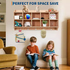 Armadietto/Appendiabiti per Bambini con 15 Scomparti, Ganci, Cestini e Ruote, 5 Sezioni, per Scuola, Ingresso, Mudroom