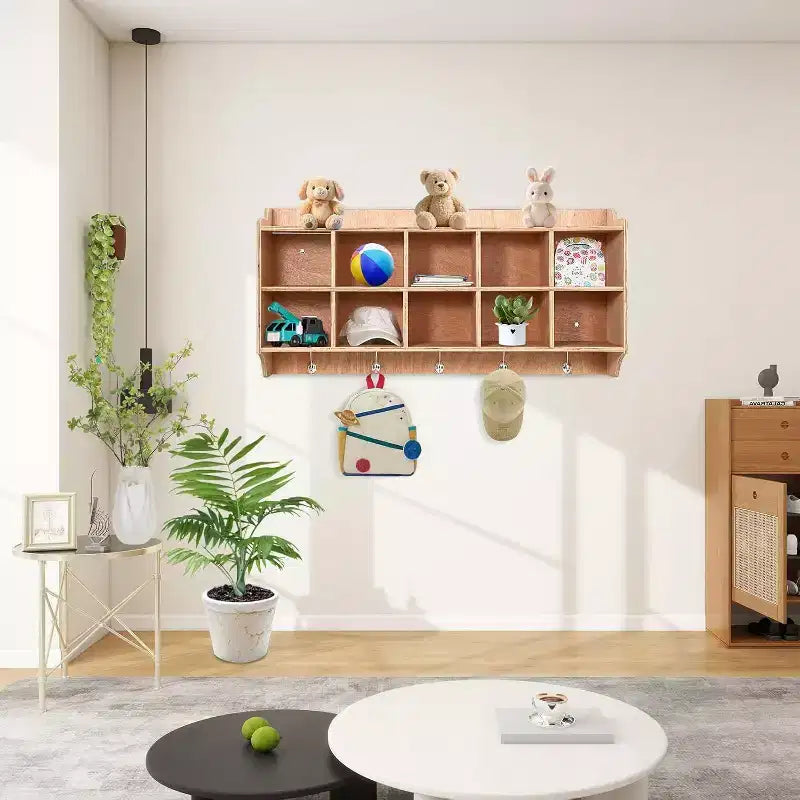 Armadietto/Appendiabiti per Bambini con 15 Scomparti, Ganci, Cestini e Ruote, 5 Sezioni, per Scuola, Ingresso, Mudroom