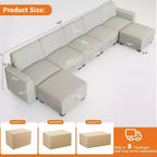 Divano Componibile Modulare a 140 Posti - Divano a U in Corduroy con Pouf Contenitore (Grigio)