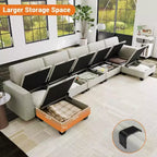 Divano Componibile Modulare a 140 Posti - Divano a U in Corduroy con Pouf Contenitore (Grigio)