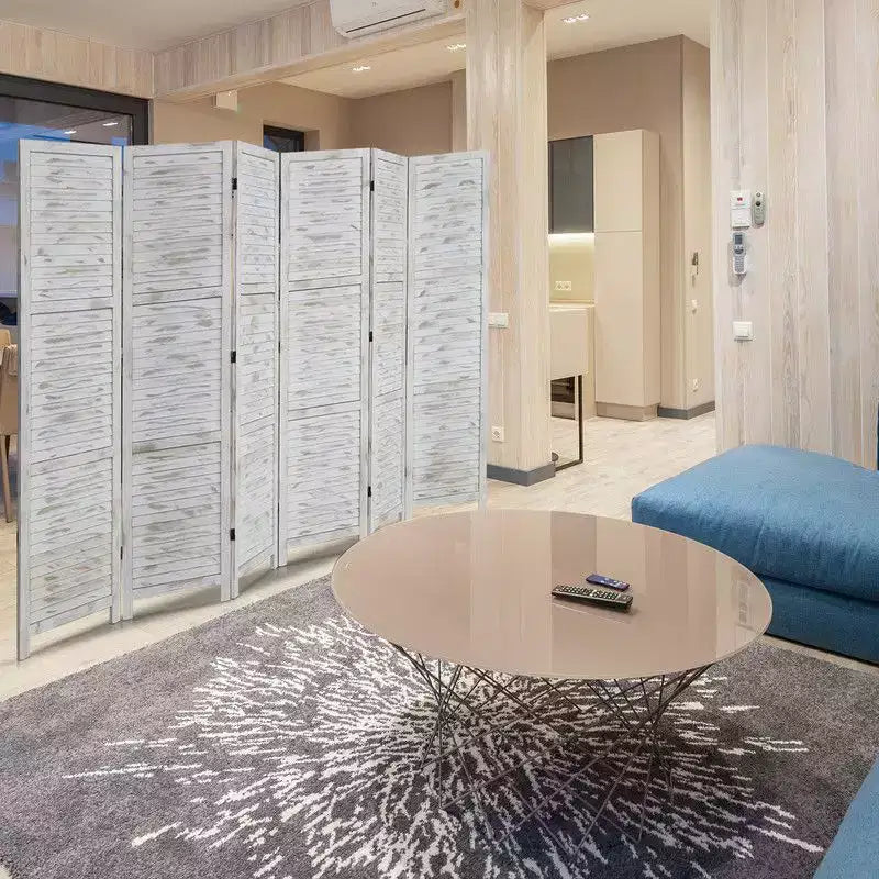 Divisorio per Ambienti in Legno a 6 Pannelli, Paravento Autoportante per Privacy, 180 A x 274 L cm