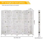 Divisorio per Ambienti in Legno a 6 Pannelli, Paravento Autoportante per Privacy, 180 A x 274 L cm