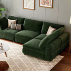 105 Modular Sectional Sofa - L-Shaped Velvet Couch with USB Charging (Emerald Green)