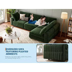 Divano componibile 105 - Divano angolare in velluto con ricarica USB (verde smeraldo)